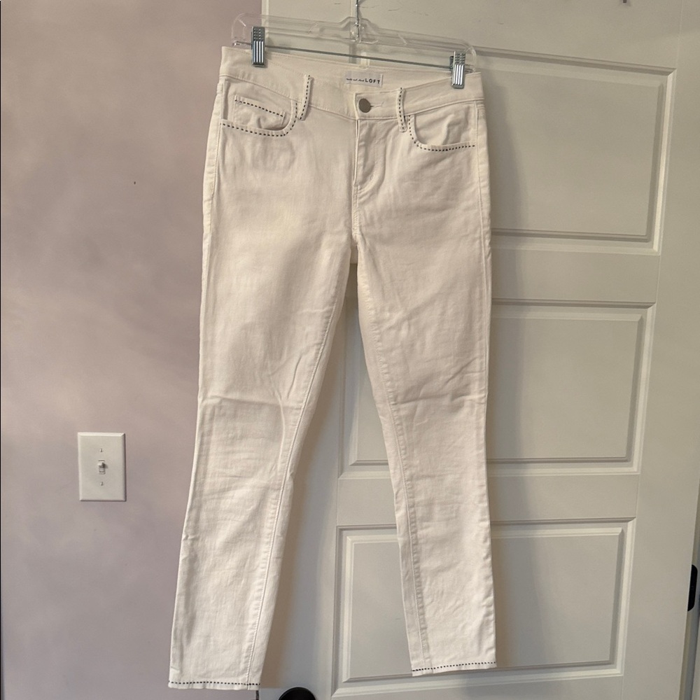 Ann Taylor LOFT - White Jeans with black stitching